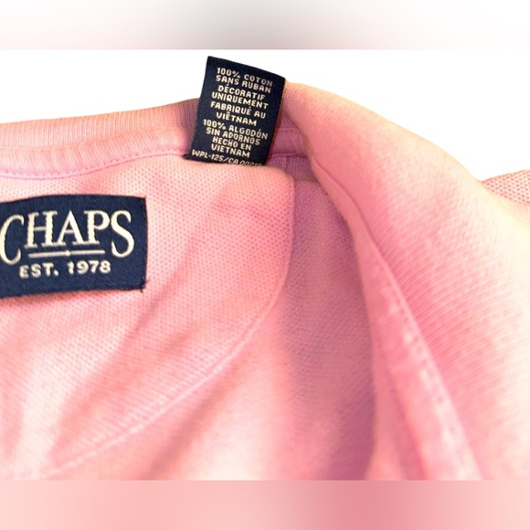 Chaps Light Pink Polo Short Sleeve Button Up Mens Shirt Large - Picture 9 of 15